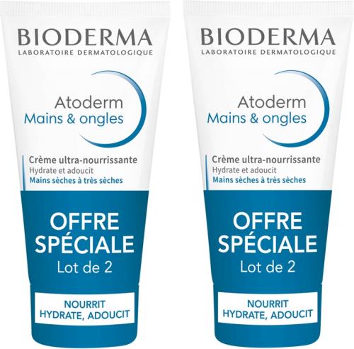 Bioderma Súprava výživných krémov na ruky a nechty Atoderm Mains (Ultra-Nourishing Cream Hands & Nails) 2 x 50 ml