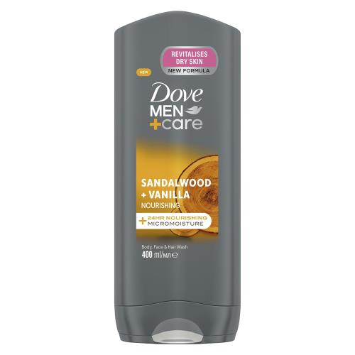 Dove Vyživujúci sprchový gél Men+Care Sandalwood & Vanilla (Body, Face & Hair Wash) 400 ml