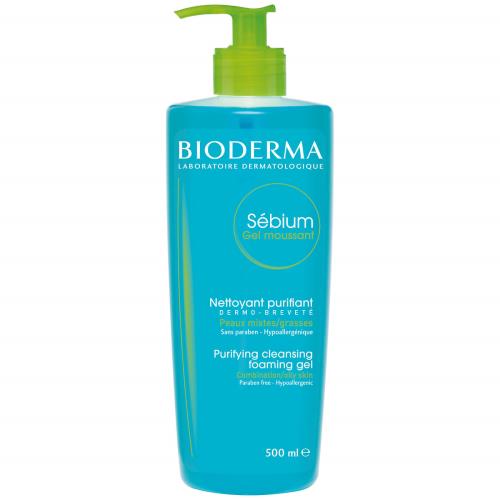 Bioderma Čistiaci penivý gél pre zmiešanú až mastnú pleť Sébium Gel Moussant (Purifying And Foaming Gel) 500 ml