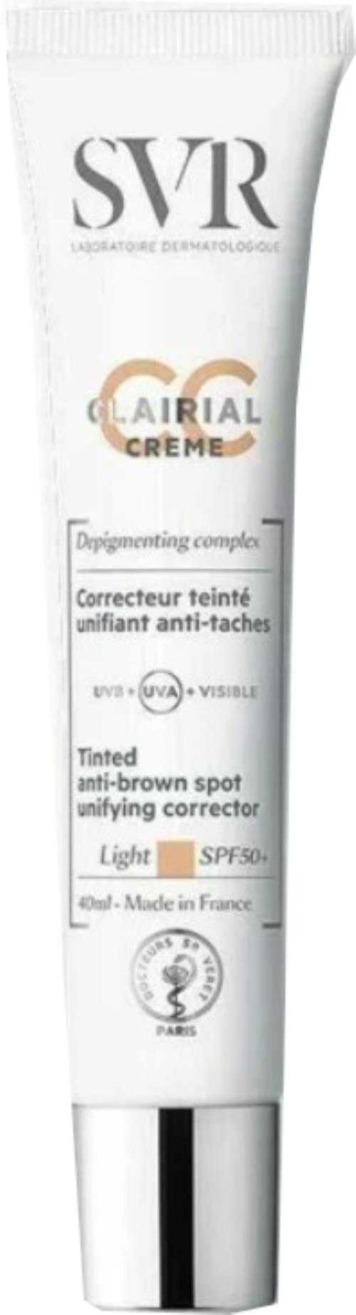SVR Tónovací CC krém proti pigmentovým škvrnám SPF 50+ Clairial (CC Cream) 40 ml Light