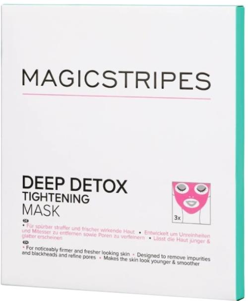MAGICSTRIPES Detoxikačná pleťová maska (Deep Detox Tightening Mask) 3 ks