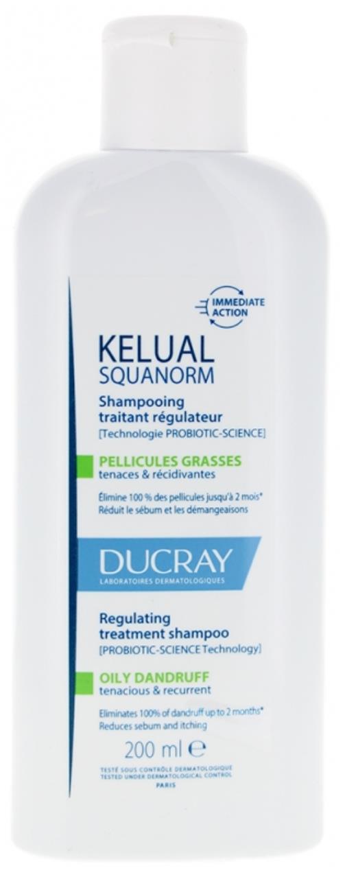 Ducray Šampón pre starostlivosť o mastné lupiny Kelual Squanorm (Regulating Treatment Shampoo) 200 ml