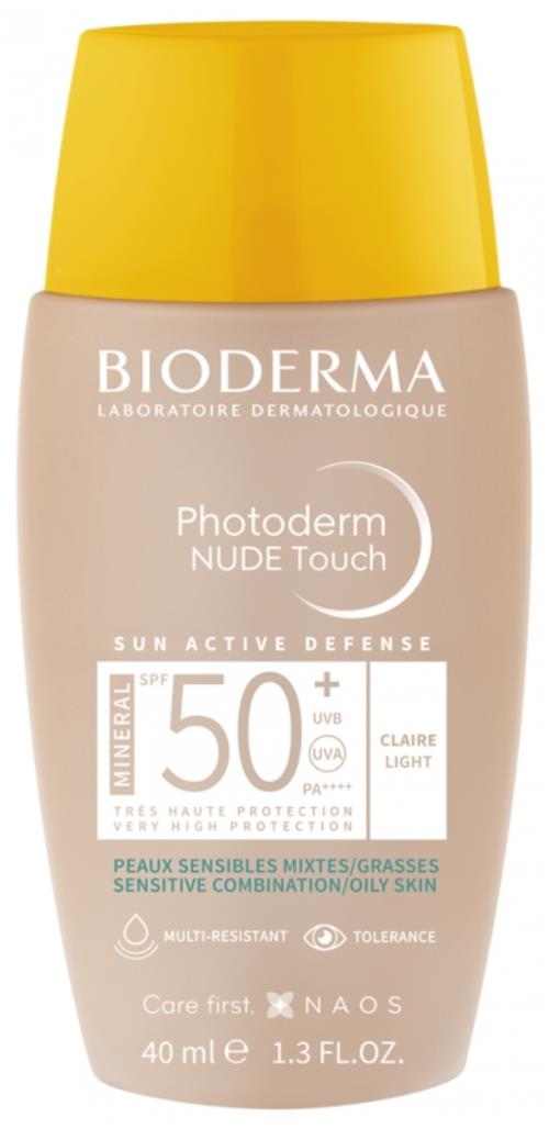 Bioderma Tónovaný fluid pre zmiešanú až mastnú pleť Photoderm Nude Touch Mineral SPF 50+ (Fluid) 40 ml Light