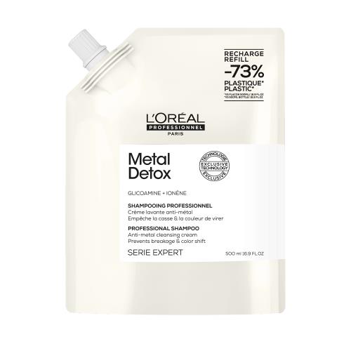 L'Oréal Professionnel Šampón pre farbené a poškodené vlasy, pre lesk vlasov, dlhšie trvajúcu farbu, bohatá textúra Serie Expert Metal Detox (Professional Shampoo) 500 ml - náhradná náplň