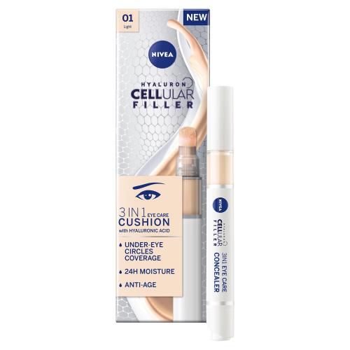 Nivea Tónovací očný krém v hubičke 3v1 Hyaluron Cellular Filler (3 in 1 Eye Care Concealer) 4 ml 01 Light