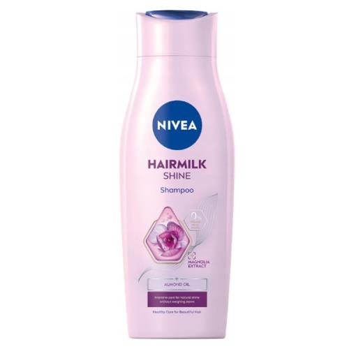 Nivea Ošetrujúci šampón s mliečnymi a hodvábnymi proteínmi na unavené vlasy bez lesku Hairmilk Shine (Care Shampoo) 400 ml