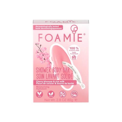 Foamie Hydratačná sprchová starostlivosť Cherry Kiss With Cherry Blossom a Rice Milk (Shower Body Bar) 80 g