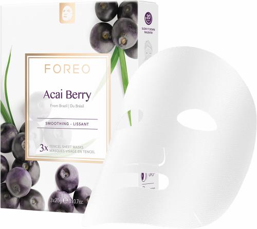 Foreo Vyhladzujúca plátienková maska pre zrelú pleť Acai Berry (Smoothing Sheet Mask) 3 x 20 g