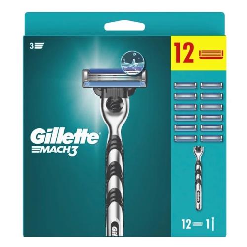 Gillette Holiaci strojček Mach3 Reg + 12 hlavíc