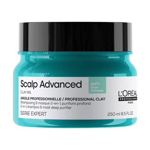 L'Oréal Professionnel Šampón a maska pre mastnú pokožku hlavy 2 v 1 Scalp Advanced (Anti-Oiliness 2-in-1 Clay) 250 ml