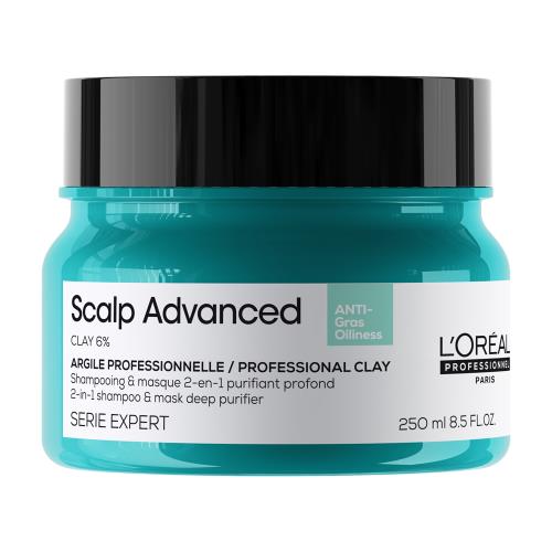 L'Oréal Professionnel Šampón a maska pre mastnú pokožku hlavy 2 v 1 Scalp Advanced (Anti-Oiliness 2-in-1 Clay) 250 ml