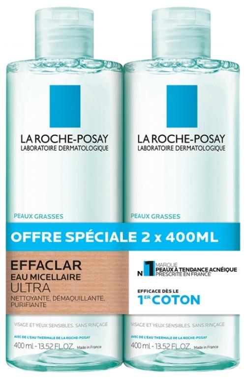 La Roche Posay Súprava odličovacích čistiacich micelárnych vôd Effaclar (Purifying Micellar Water) 2 x 400 ml