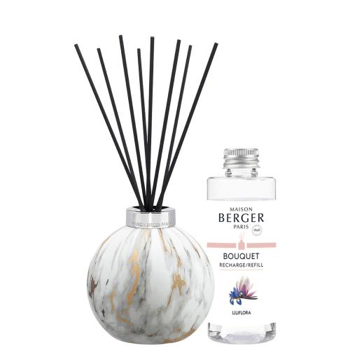 Maison Berger Paris Darčeková sada aróma difuzér Marbrure White + náplň Liliflora 180 ml