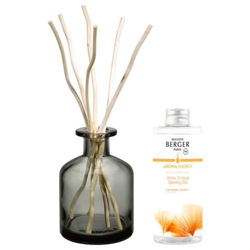 Maison Berger Paris Darčeková sada Aroma Energy difuzér šedý + náplň Sparkling Zest 200 ml