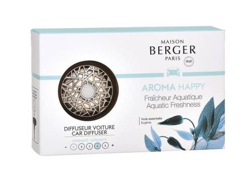 Maison Berger Paris Darčeková sada difuzér do auta Aróma Happy chrome + náplň Aquatic Freshness