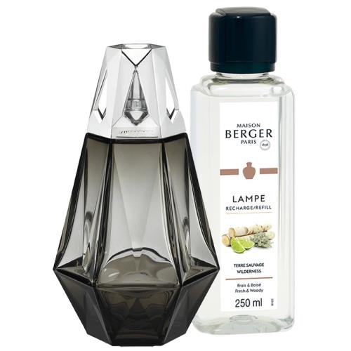 Maison Berger Paris Darčeková sada katalytická lampa Prisme čierna + náplň Wilderness 250 ml