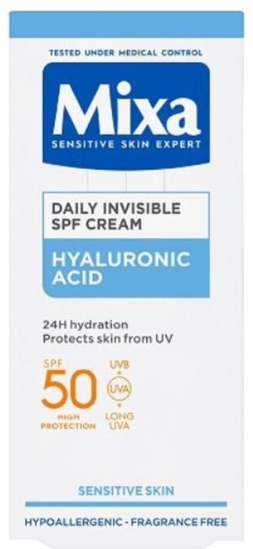 Mixa Denný hydratačný pleťový krém SPF 50 (Daily Invisible SPF Cream) 50 ml