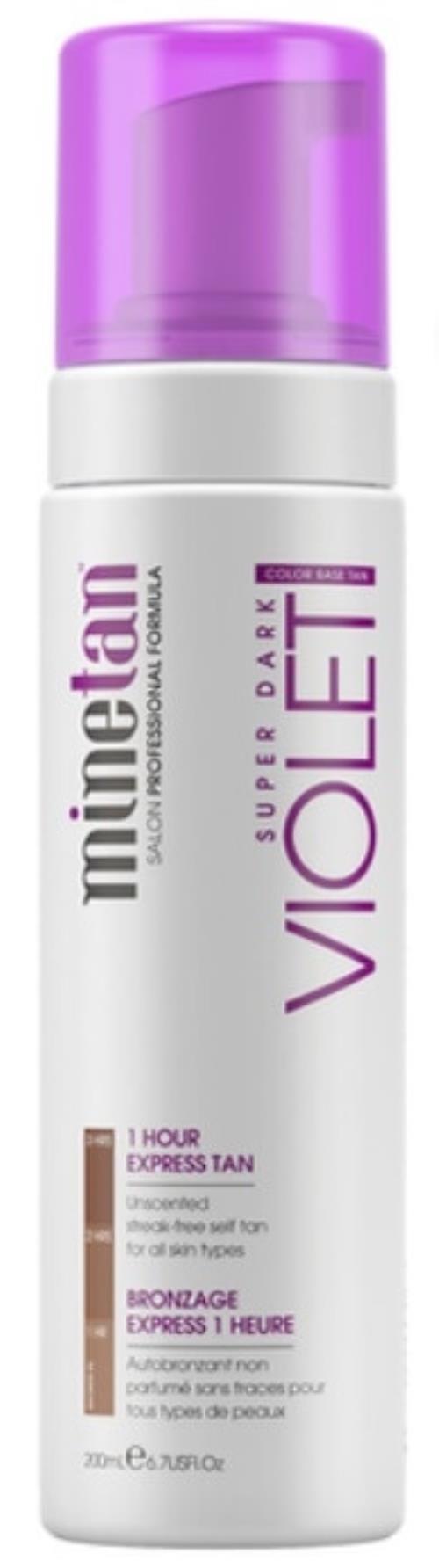 Minetan Samoopaľovacie pena pre tmavé opálenie Violet (Super Dark 1 Hour Express Tan) 200 ml