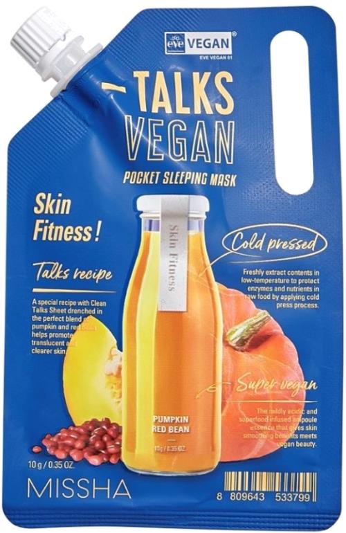Missha Vegánska nočná pleťová maska Talks Vegan Squeeze Skin Fitness (Pocket Sleeping Mask) 10 g