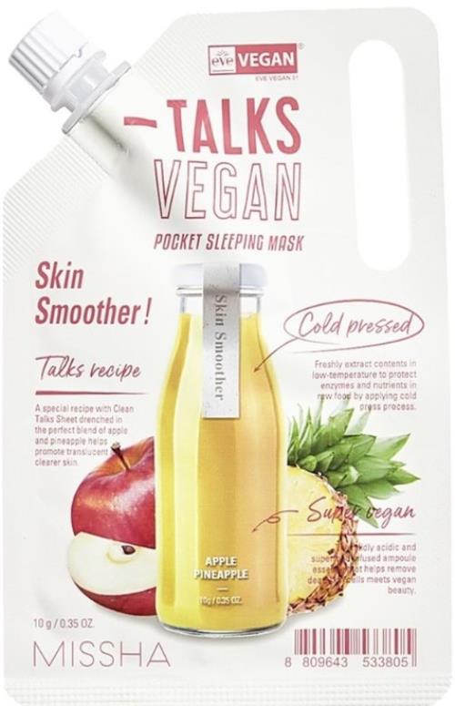 Missha Vegánska nočná pleťová maska Talks Vegan Squeeze Skin Smoother (Pocket Sleeping Mask) 10 g