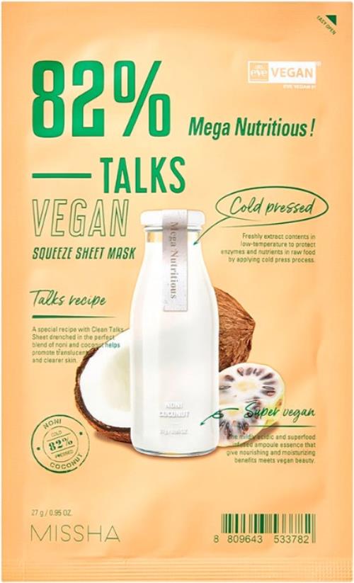 Missha Vegánska pleťová maska Talks Vegan Squeeze Mega Nutritious (Sheet Mask) 27 g