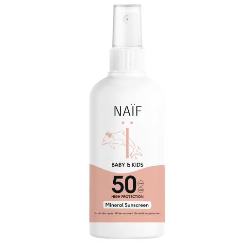 NAÏF Detský ochranný sprej na opaľovanie SPF 50 (Mineral Sunscreen) 100 ml