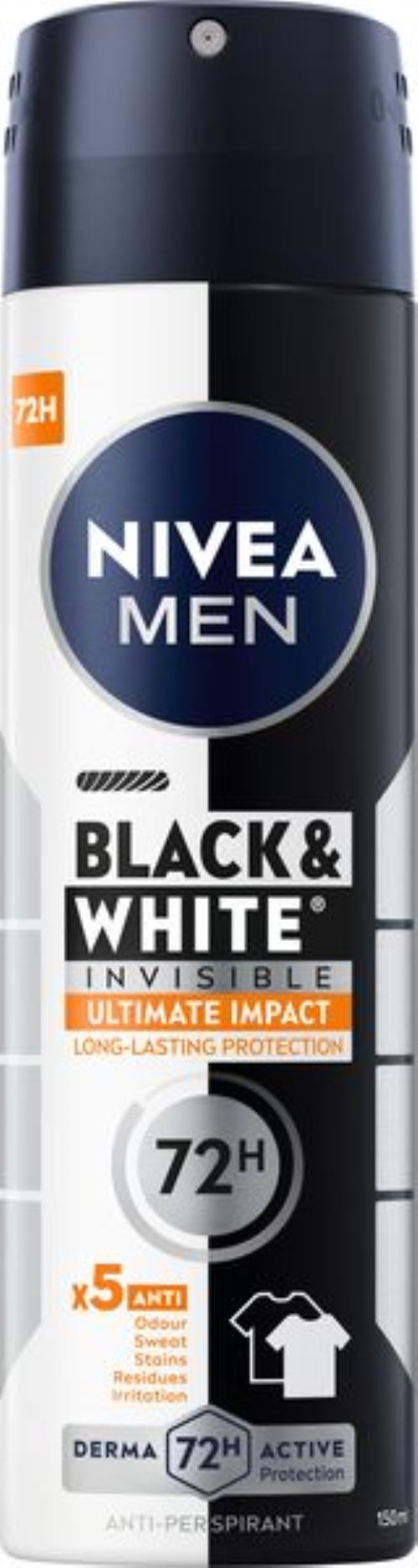 Nivea Antiperspirant v spreji Men Invisible Black & White Ultimate Impact 150 ml