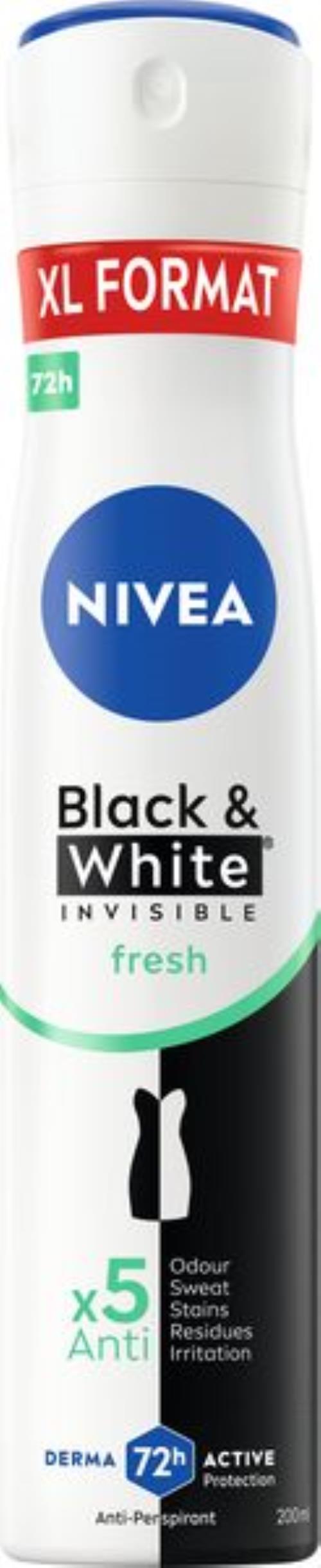 Nivea Antiperspirant v spreji Black & White Invisible Fresh (Anti-perspirant) 200 ml