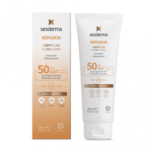 Sesderma Ľahké telové mlieko na opaľovanie SPF 50 Repaskin (Light Fluid Sunscreen) 200 ml