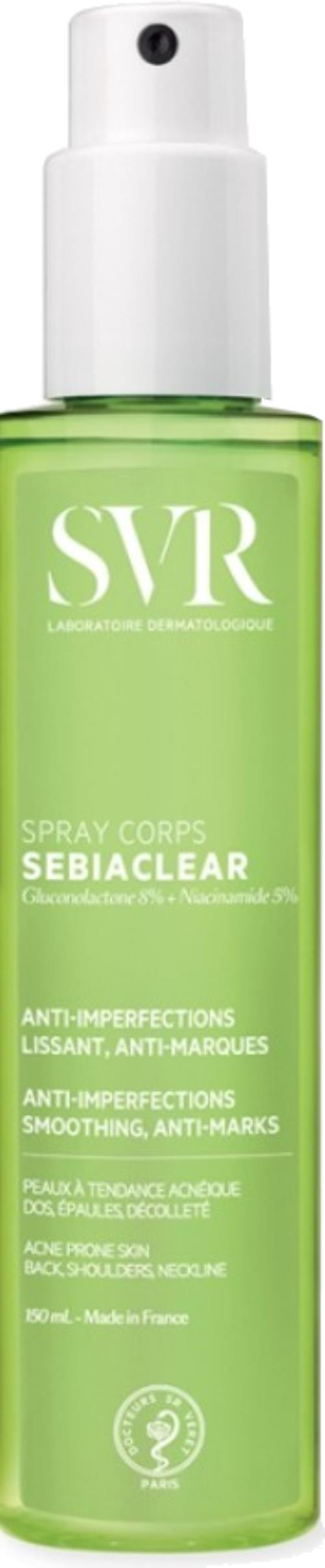 SVR Telová hmla v spreji pre problematickú pokožku Sebiaclear (Smoothing Anti-Imperfection Body Spray) 150 ml