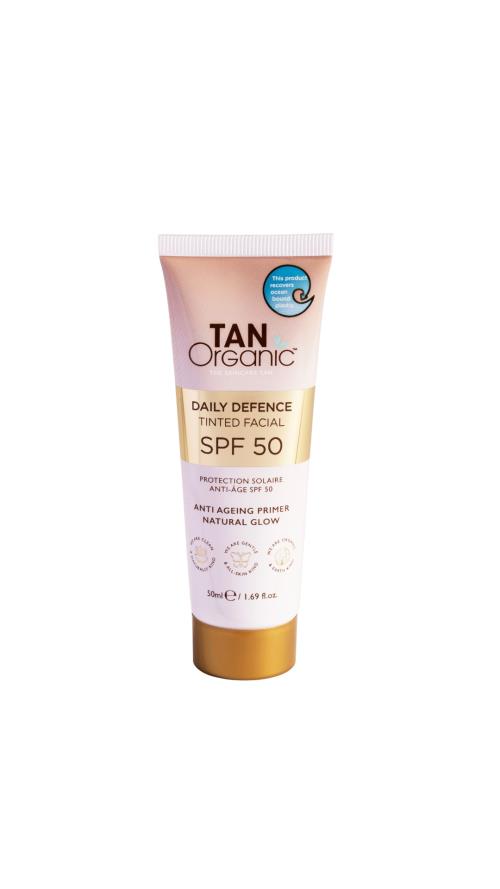 Tan Organic Tónovaný opaľovací krém na tvár SPF 50 Daily Defence (Tinted Facial Sunscreen) 50 ml