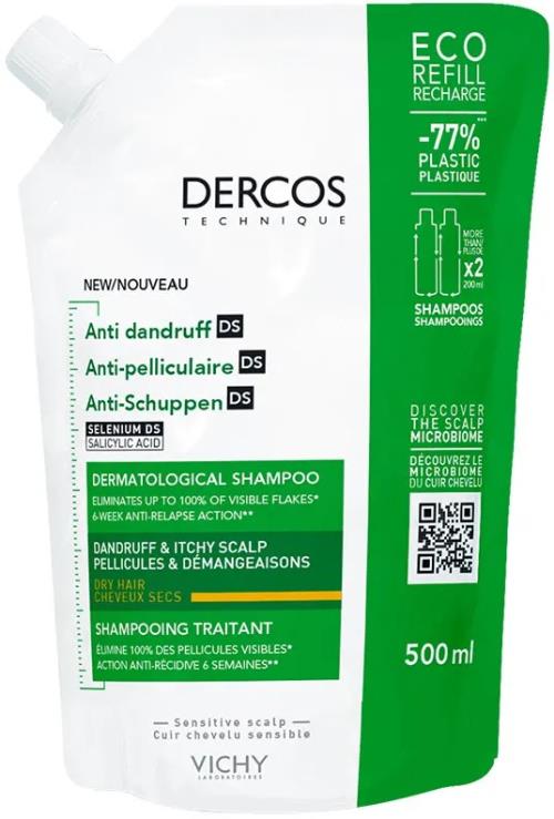Vichy Náhradná náplň pre šampón proti lupinám pre normálne až mastné vlasy Dercos (Shampoo Refill) 500 ml
