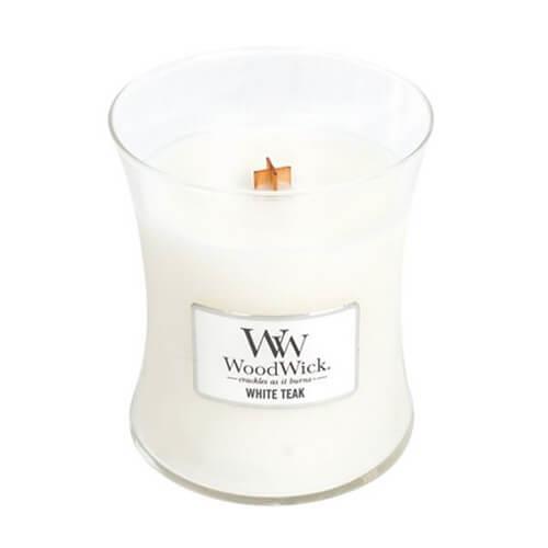 WoodWick Vonná sviečka váza White Teak 275 g