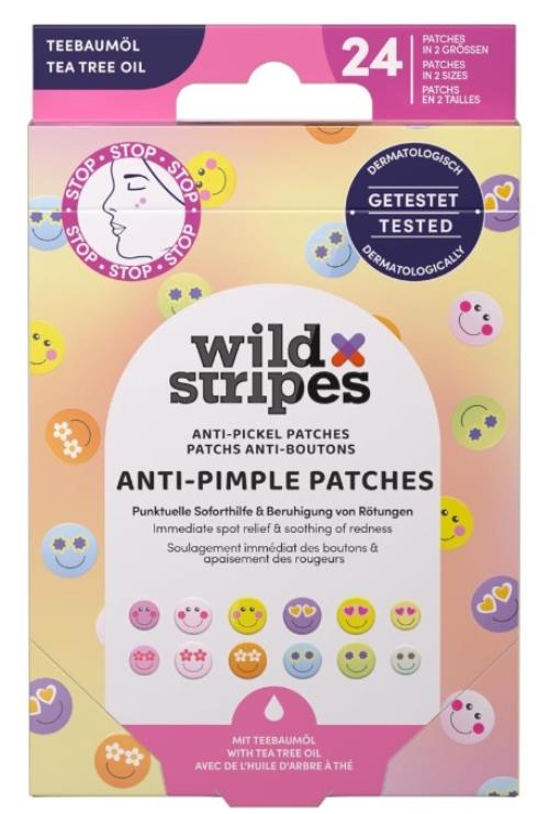 Wild Stripes Hydrokoloidné náplasti na akné s tea tree olejom Smile Prevent (Anti-Pimple Patches) 24 ks