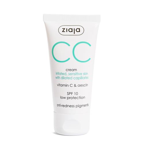 Ziaja CC krém pre podráždenú a citlivú pleť s rozšírenými žilkami SPF 10 (CC Cream) 50 ml