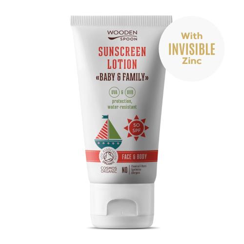 WoodenSpoon Opaľovacie telové mlieko Baby & Family SPF 50 150 ml