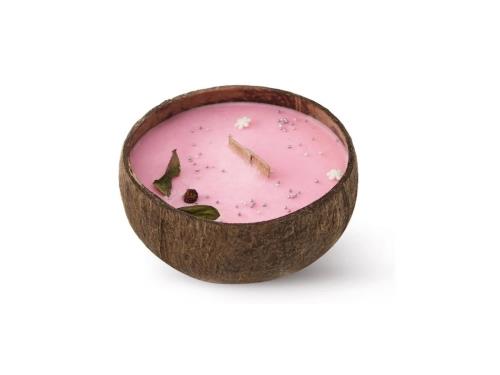 Tropikalia Sviečka v kokose - vôňa Frozen Cranberry